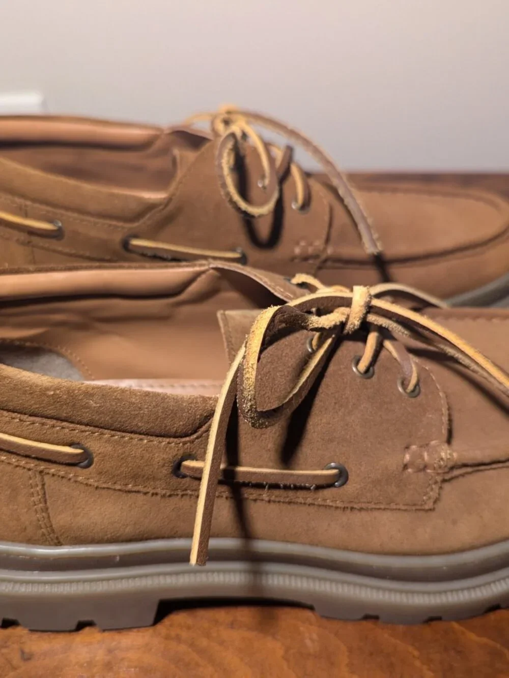 EUC Lugged Boat Shoe Camp Moccasin Snuff Brown Suede Men's US 11 UK 10 EU 44.5